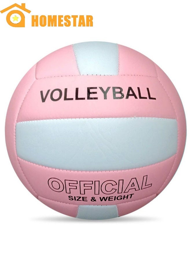 HOMESTAR Volleyball Official Size 5, PU Soft Indoor Outdoor Volleyball for Beach Play, Game, Gym, Pink - Image 1