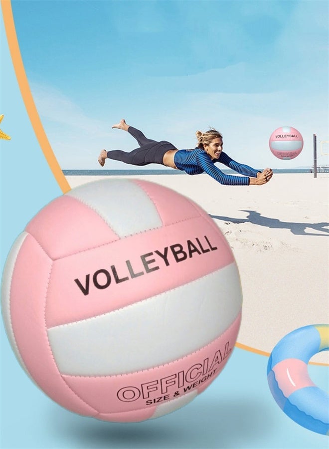 HOMESTAR Volleyball Official Size 5, PU Soft Indoor Outdoor Volleyball for Beach Play, Game, Gym, Pink - Image 3