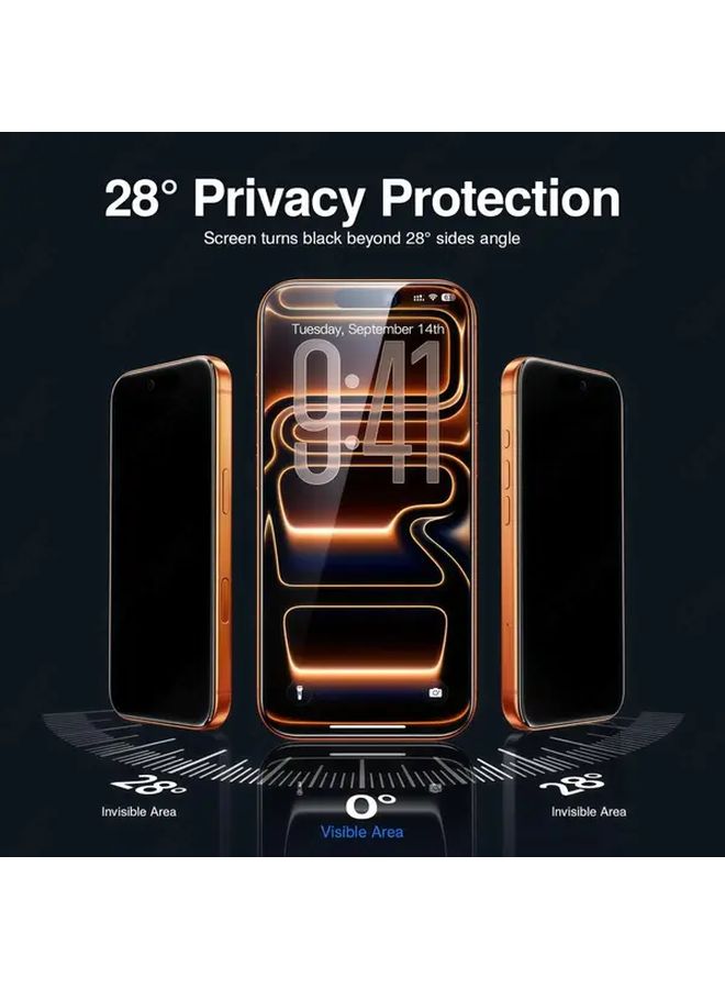 Set Of 3 Privacy Screen Protectors For iPhone 17 Pro Max Tempered Glass 9H Scratch Resistant - Image 2