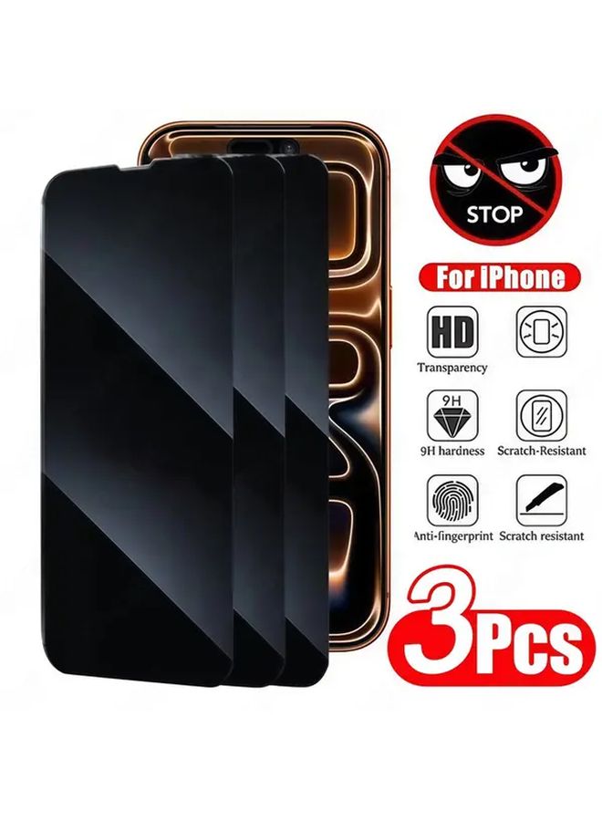 Set Of 3 Privacy Screen Protectors For iPhone 17 Pro Max Tempered Glass 9H Scratch Resistant - Image 1