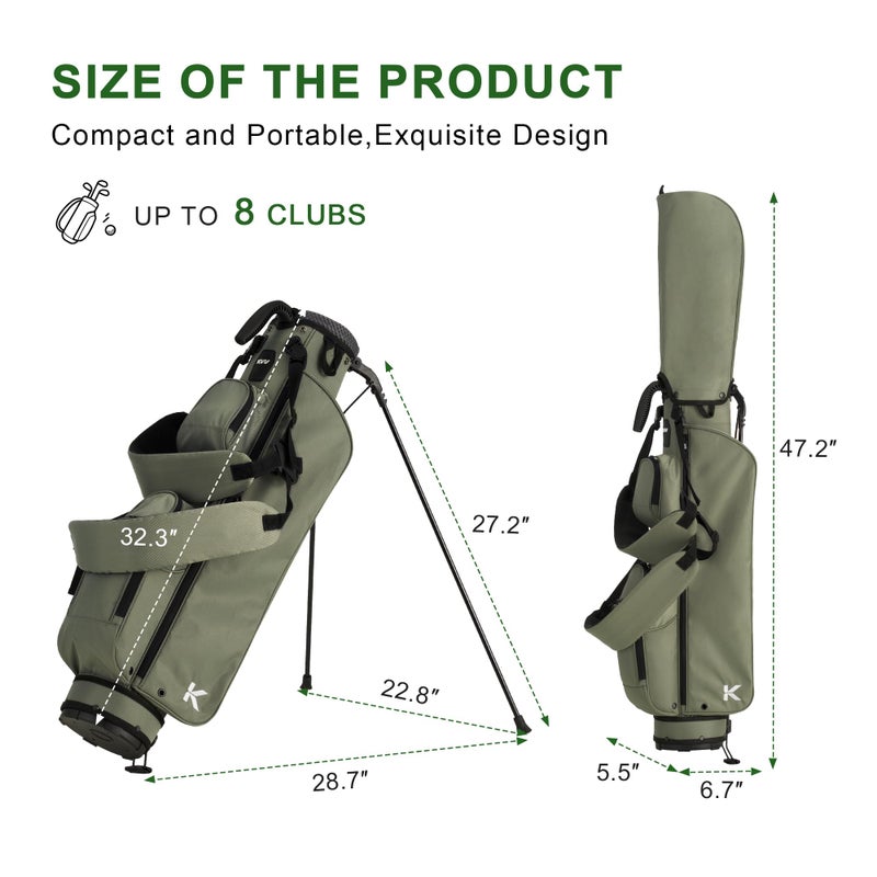 KVV Lightweight Pitch and Putt Golf Bag with Stand, Adjustable Dual Straps, Golf Stand Bag for Extra Storage in a Smaller Size(Light Grey) - Image 4