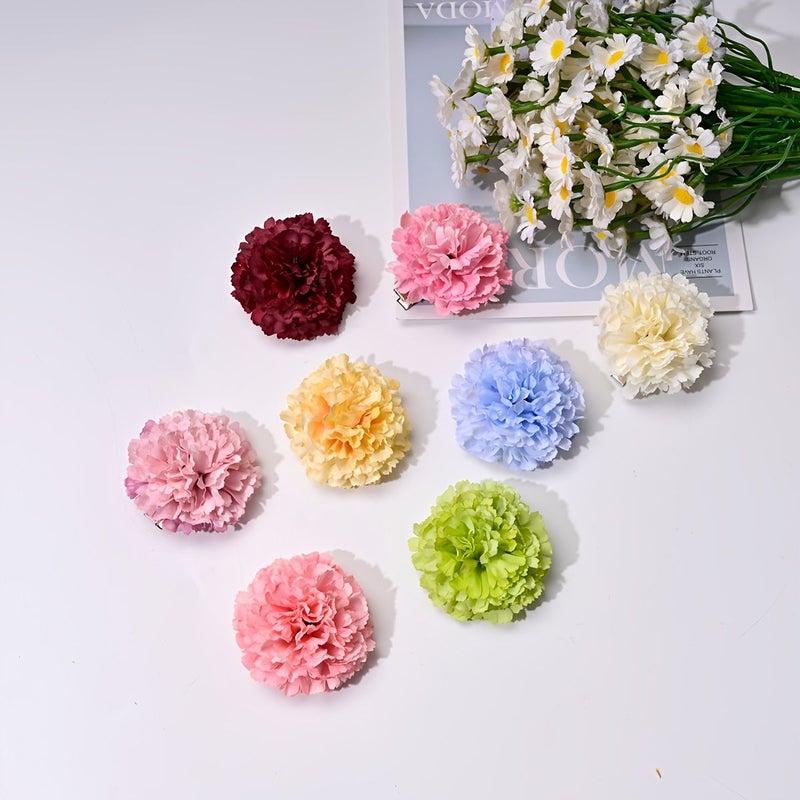 8pcs Polychrome Simulation Flower Layered Ball Hairpins Easy Romantic Seaside Side Clips For Updos - Image 3