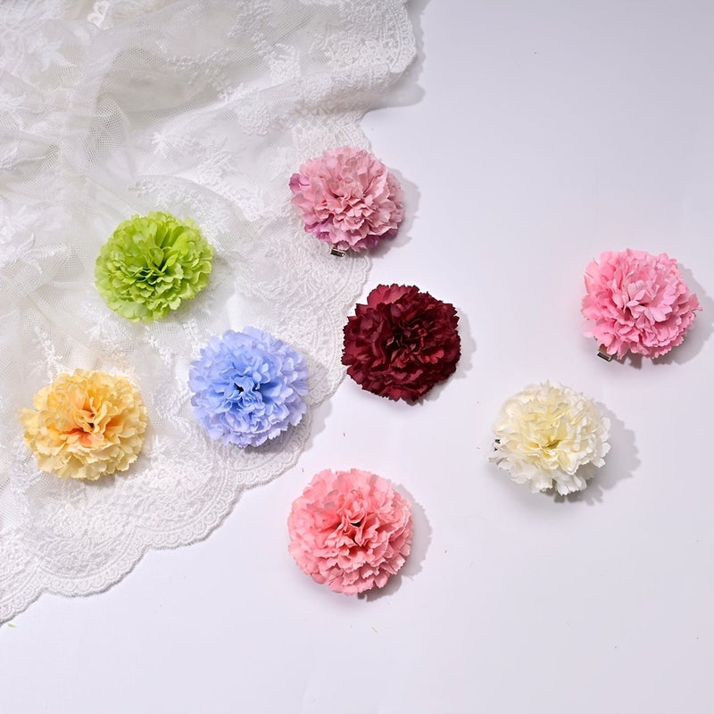 8pcs Polychrome Simulation Flower Layered Ball Hairpins Easy Romantic Seaside Side Clips For Updos - Image 1