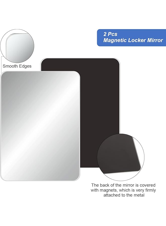 erorex 2 Pcs Magnetic Locker Mirror Small Real Glass Mirror For School Locker Rectangular Locker Accessories Magnetic Makeup Mirror For Bathroom Household Refrigerator Cabinet 4 X 5.8 Inches - Image 3