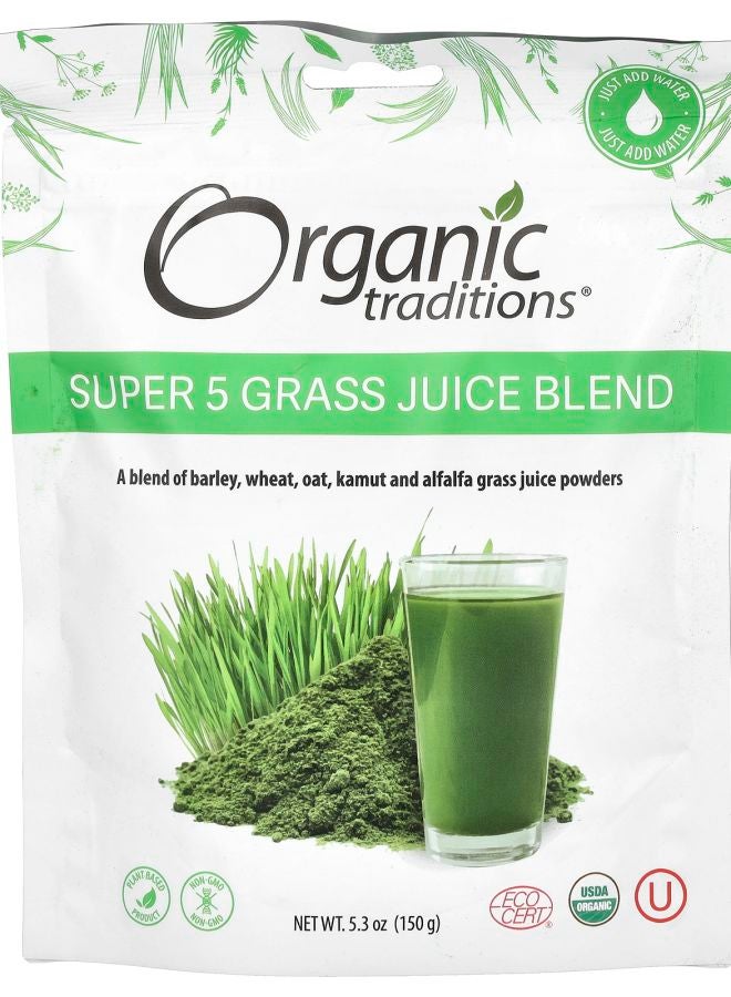 Organic Traditions Super 5 Grass Juice Blend 5.3 oz (150 g)