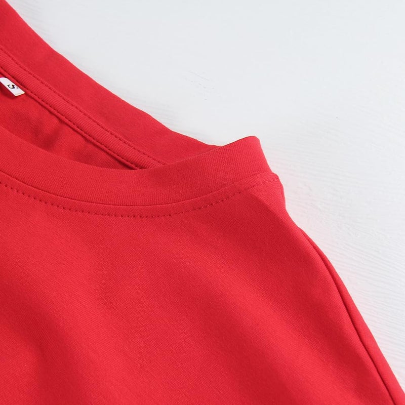 PRIMODA Women's Oversized Workout Red Valentines Cropped T Shirts Crew Neck Short Sleeve Casual Loose Summer Crop Tee Tops Cotton, M - Image 4