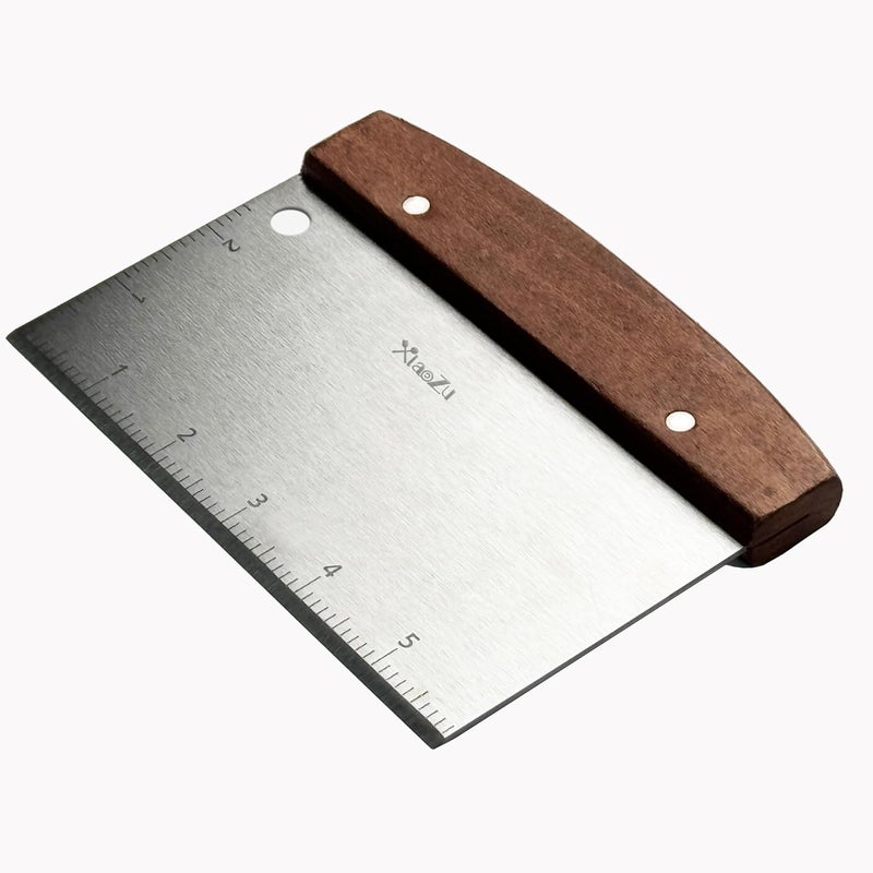 XiaoZu Multipurpose Bench Scraper Kitchen Utensil for Flat Top Griddle, Dough Scraper Cutter for Bread and Pizza Cutter - Stainless Steel Metal Griddle Scraper Chopper - Image 1