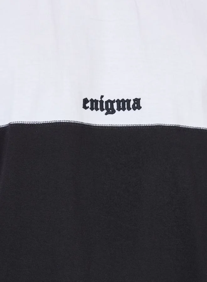 Styli Enigma Minimal Embroidered Colorblock Boxy T-shirt