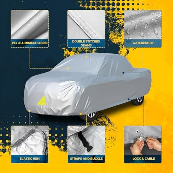 rayihni Seal Skin Covers 6 Layers Truck Cover Waterproof All Weather Snowproof, Windproof, UV, Hail Protection Outdoor Heavy Duty full Automobile Cover with Reflective, Universal Fit for Truck (upto 210 inch) - Image 3