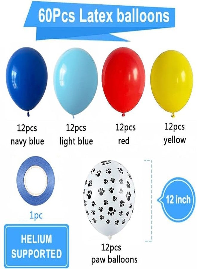 duile Dog Paw Balloons 12 Inch Dog Paw Print Latex Balloons Red Yellow Blue Royal Blue Paw Balloon for Puppy Paw Themed Boy Birthday Party Decorations Supplies - Image 2