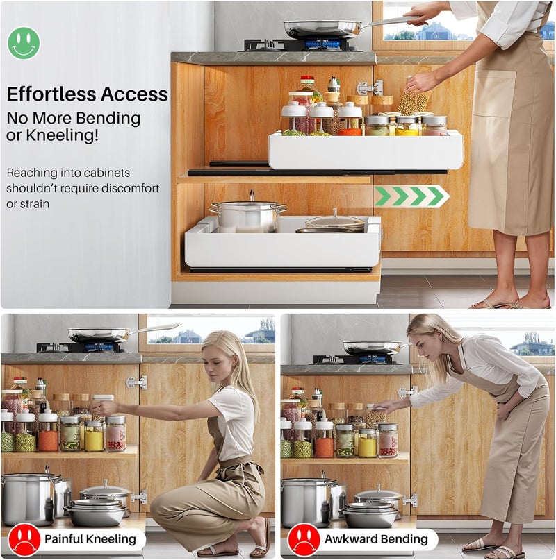 Kitstorack Expandable Pull-Out Cabinet Organizer with Adhesive Nano Film - For Kitchen, Pantry, Bathroom Storage - Image 4