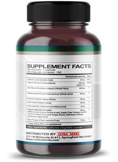 ULTRA HERBS Organic Sea Moss Capsules With Black Seed Oil, Ashwagandha, Burdock Root, Bladderwrack For Immune System, Gut, Skin & Energy *Usa Made & Tested*  - Image 2