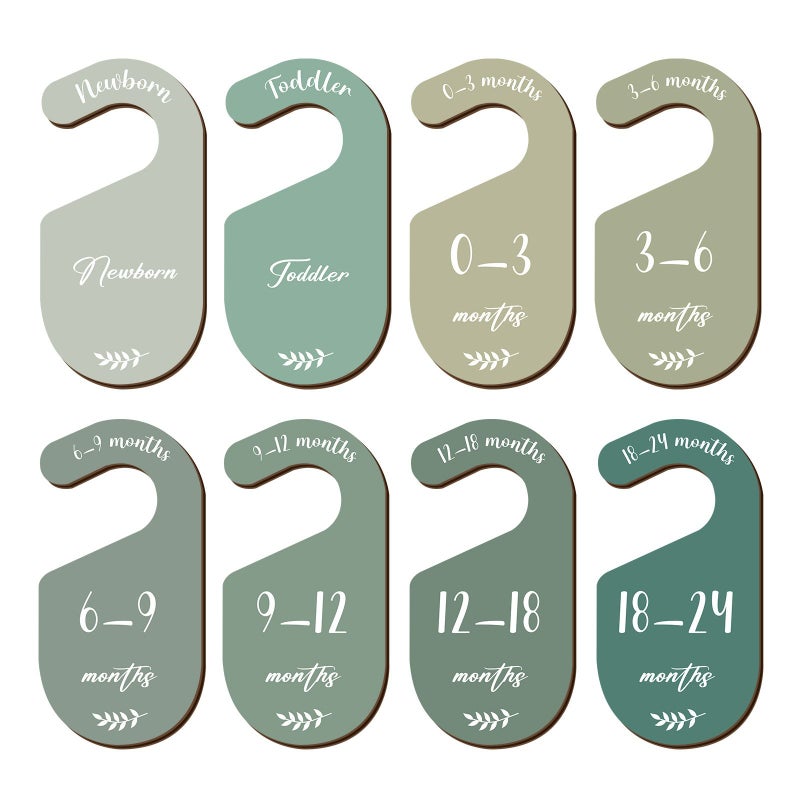 A Set Of Wooden Wardrobe Dividers With Month Labels 0 To 12 Color Coded Hanger Organizers Suitable For Clothing Nurseries And Closet Systems Durable Shower Gifts Size Marking System Decorative Milestone Tracker Partition Separators - Image 3