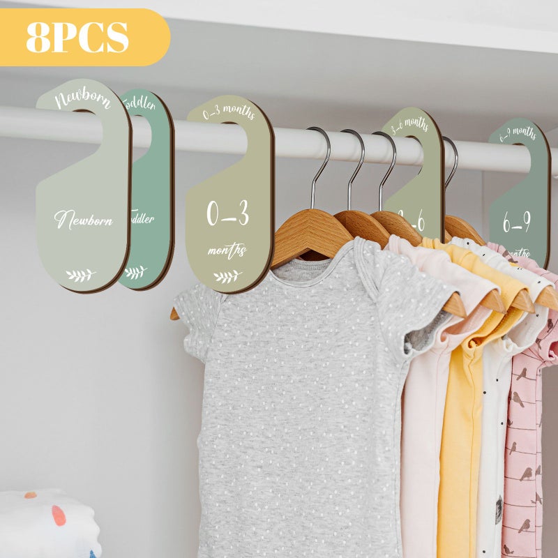 A Set Of Wooden Wardrobe Dividers With Month Labels 0 To 12 Color Coded Hanger Organizers Suitable For Clothing Nurseries And Closet Systems Durable Shower Gifts Size Marking System Decorative Milestone Tracker Partition Separators - Image 5