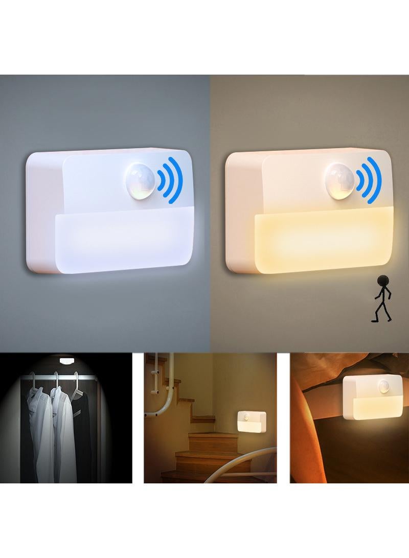 Human body induction light, battery powered, kitchen cabinet, bedside intelligent induction small night light, cold white 6pcs - Image 1