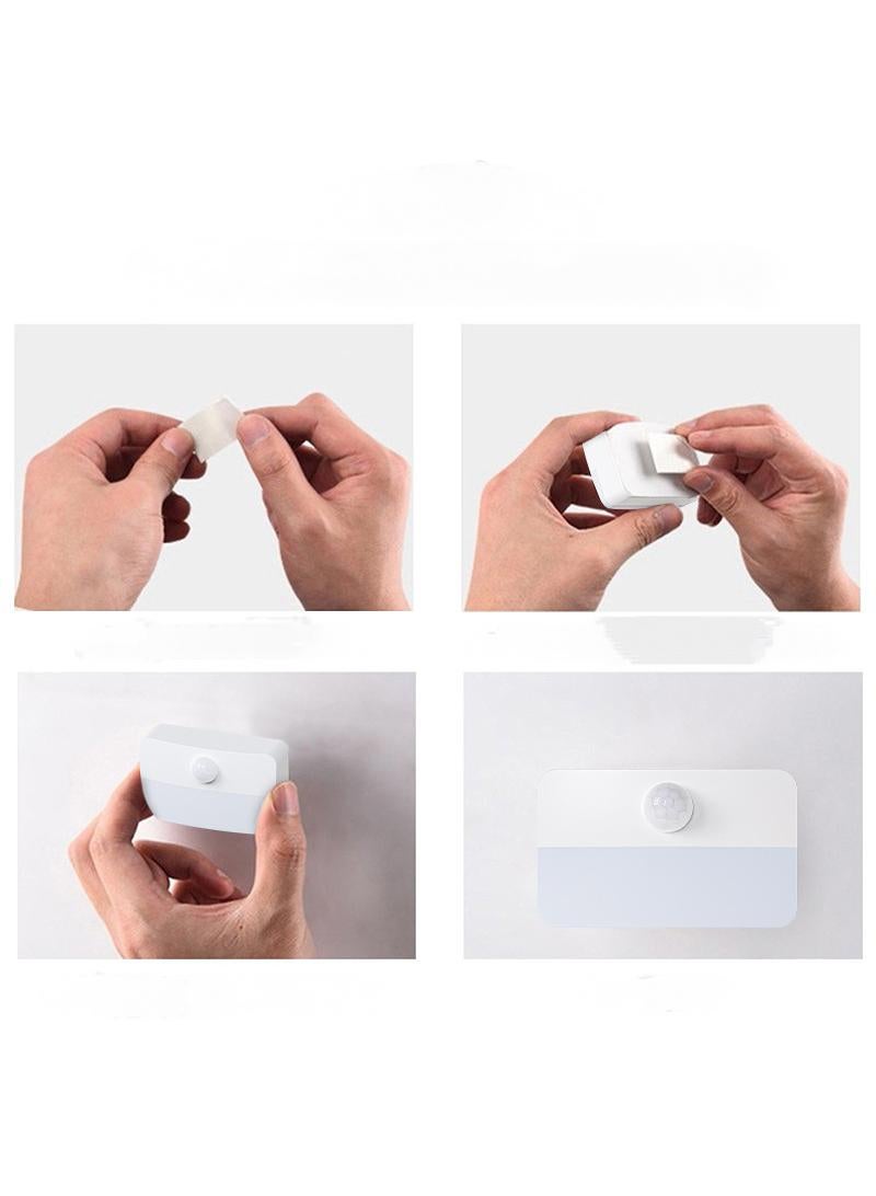 Human body induction light, battery powered, kitchen cabinet, bedside intelligent induction small night light, cold white 6pcs - Image 4