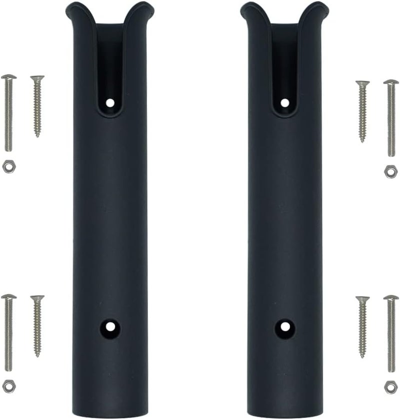 Wall Mounted Fishing Rod Holders Tubes Links Fishing Rod Holder Rack Rests (2-TUBE Black-)