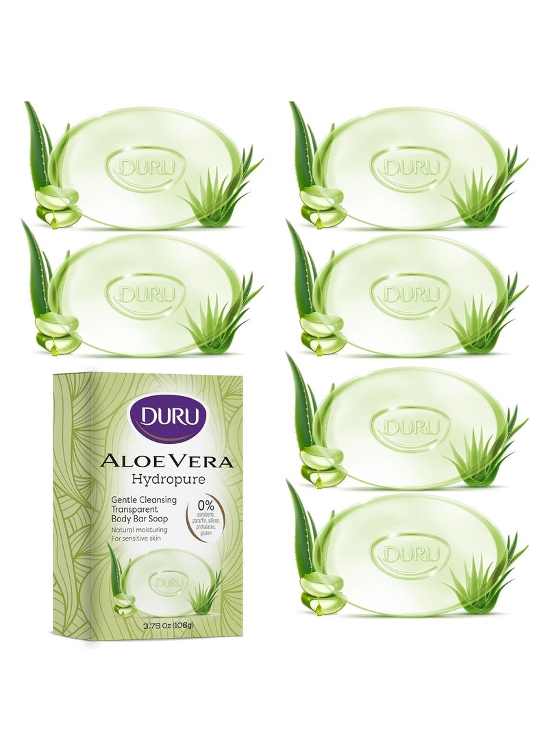 Duru - Duru Aloe Vera Glycerin Bar Soap Cleansing Bar Moisturizing Sensitive Skin - Vegan Transparent Paraben Free Alcohol Free Silicone Free Phthalete Free Gluten Free Body Wash - Pack of 6 - Image 1