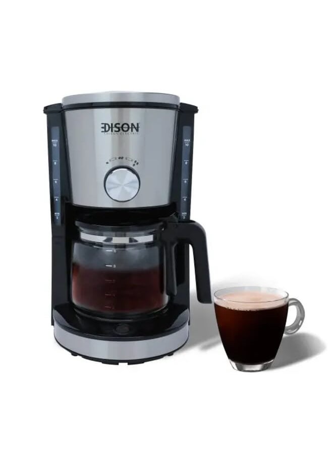 EDISON - Coffee machine 1.25  liter black steel 1000 watts - Image 1