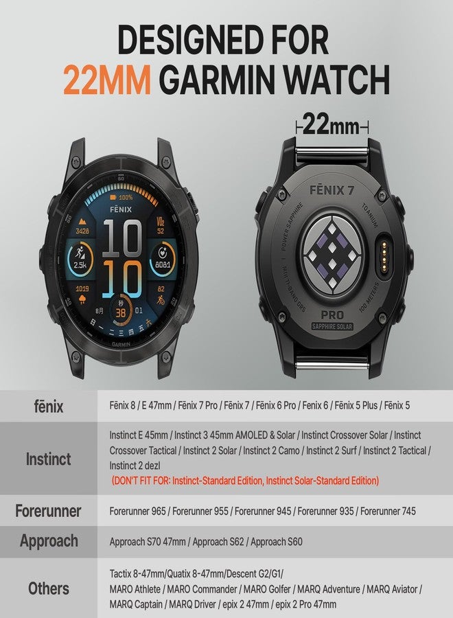Bandletic سوار Bandletic متوافق مع ساعة Garmin Fenix 8 مقاس 47 مم، حزام نايلون مطاطي سريع التركيب لساعات Instinct E&3 45mm/2/Fenix E/8 47mm/7/6/5/Forerunner 965/955/Epix 2/Approach S70 47mm/Tactix & Quatix 8-47mm - Image 3