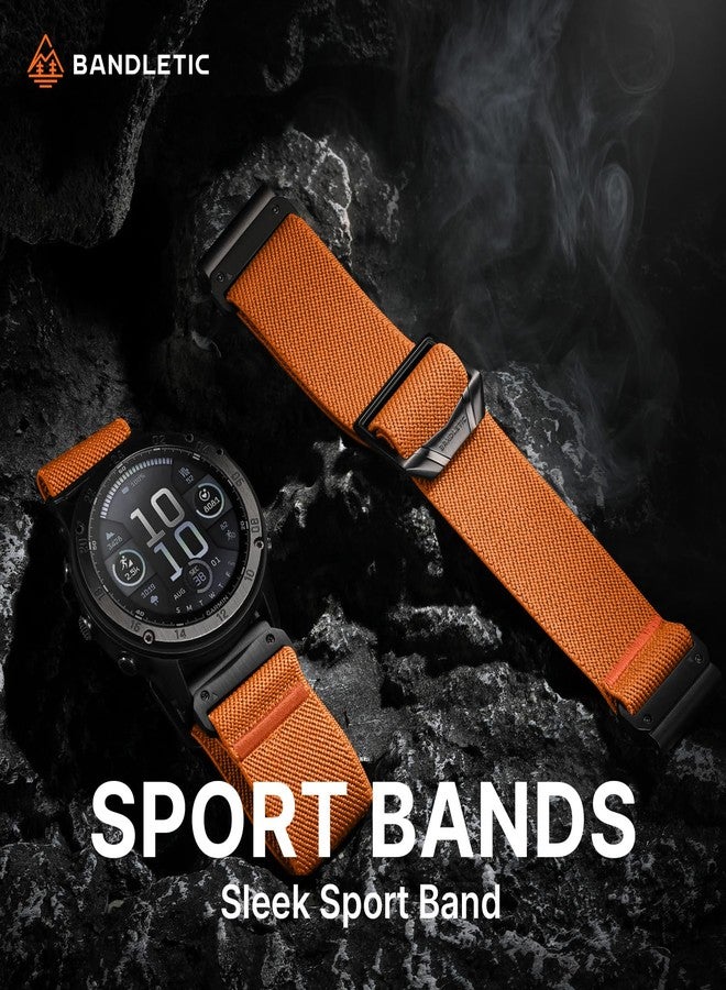 Bandletic سوار Bandletic متوافق مع ساعة Garmin Fenix 8 مقاس 47 مم، حزام نايلون مطاطي سريع التركيب لساعات Instinct E&3 45mm/2/Fenix E/8 47mm/7/6/5/Forerunner 965/955/Epix 2/Approach S70 47mm/Tactix & Quatix 8-47mm - Image 2
