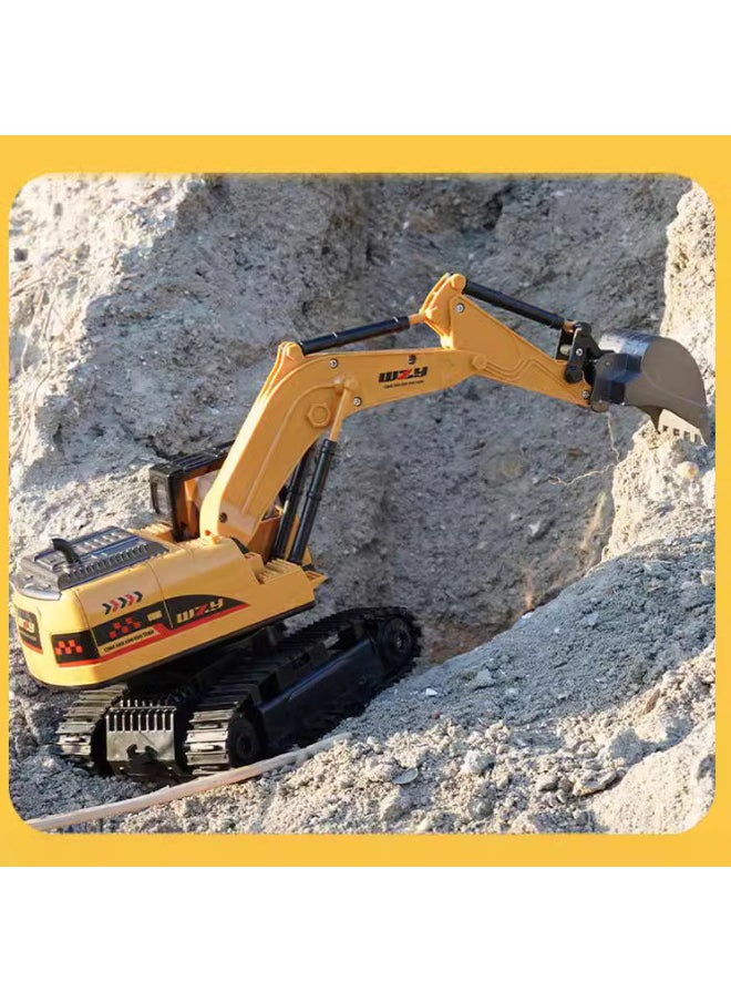 Generic - Alloy Children's Remote Control 6-way Excavator Toy Car Boys And Girls Simulation Electric Digging Machine Engineering Car-Color:12-way Remote Control Excavator [silver] English Version Color Box-Proportion:2 Rechargeable Batteries 2 Ordinary Batteries - Image 1