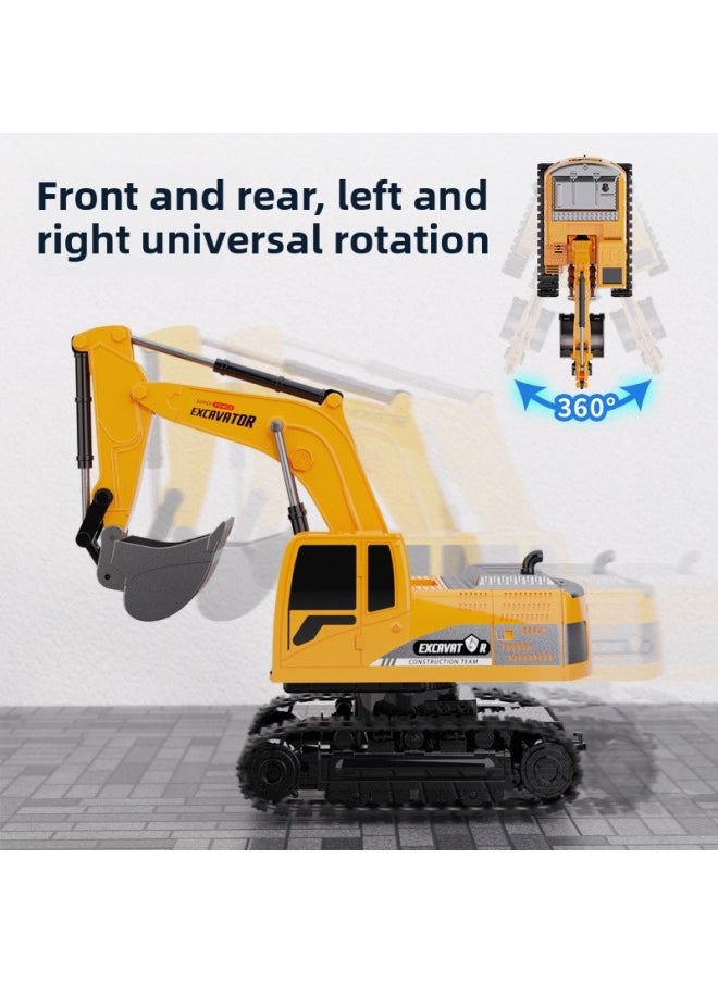 Generic - Alloy Children's Remote Control 6-way Excavator Toy Car Boys And Girls Simulation Electric Digging Machine Engineering Car-Color:12-way Remote Control Excavator [silver] English Version Color Box-Proportion:2 Rechargeable Batteries 2 Ordinary Batteries - Image 1