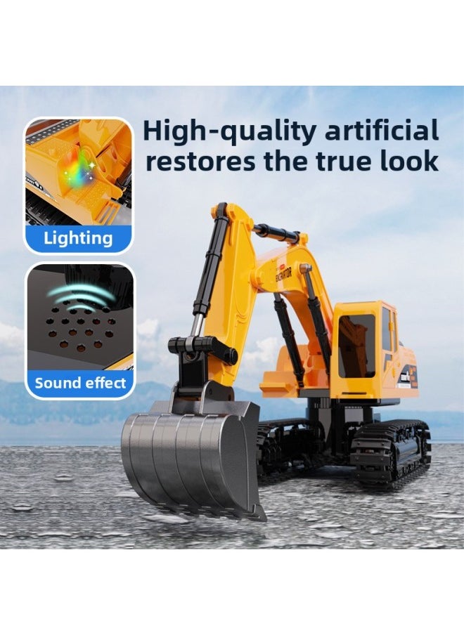 Generic - Alloy Children's Remote Control 6-way Excavator Toy Car Boys And Girls Simulation Electric Digging Machine Engineering Car-Color:12-way Remote Control Excavator [silver] English Version Color Box-Proportion:2 Rechargeable Batteries 2 Ordinary Batteries - Image 1