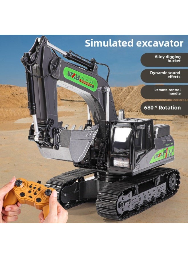 Generic - Alloy Children's Remote Control 6-way Excavator Toy Car Boys And Girls Simulation Electric Digging Machine Engineering Car-Color:12-way Remote Control Excavator [silver] English Version Color Box-Proportion:2 Rechargeable Batteries 2 Ordinary Batteries - Image 1