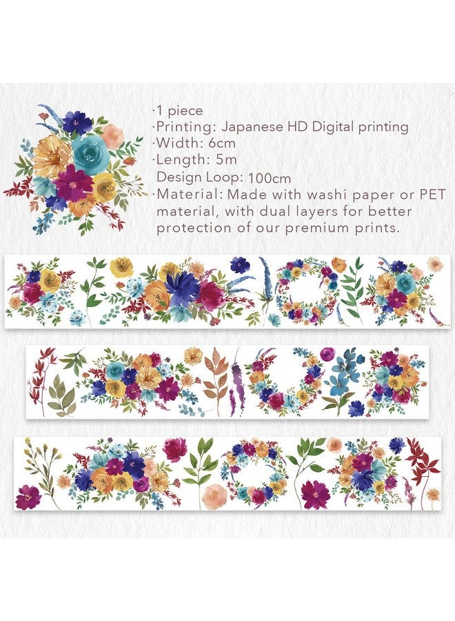 WT Pretty Florals Wide Pet Tape Single Roll Original Designs Floral Decorative Tape Craft Clear Tape Bujo Planner Supplies Watercolor Flower Tape Diy Transparent Tape - Image 2