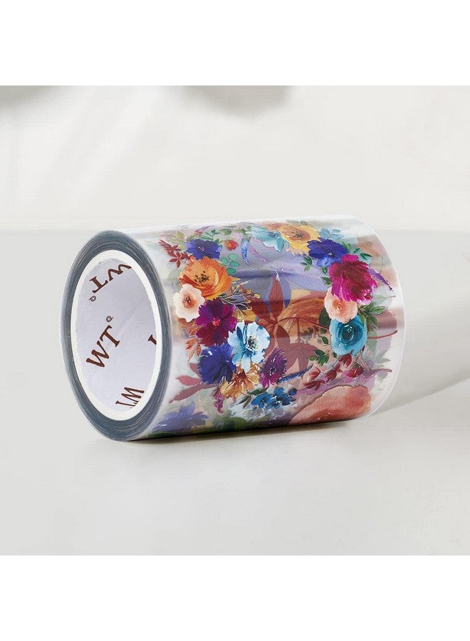 WT Pretty Florals Wide Pet Tape Single Roll Original Designs Floral Decorative Tape Craft Clear Tape Bujo Planner Supplies Watercolor Flower Tape Diy Transparent Tape - Image 3