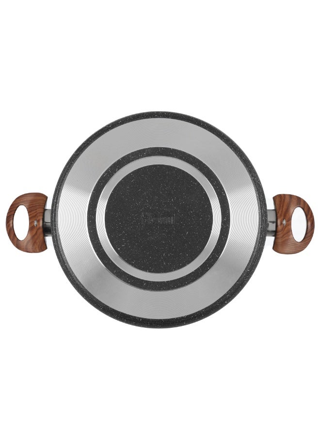 Homi Plus Cooking Pot, 28cm, Granite - Black with wooden handle - Image 4
