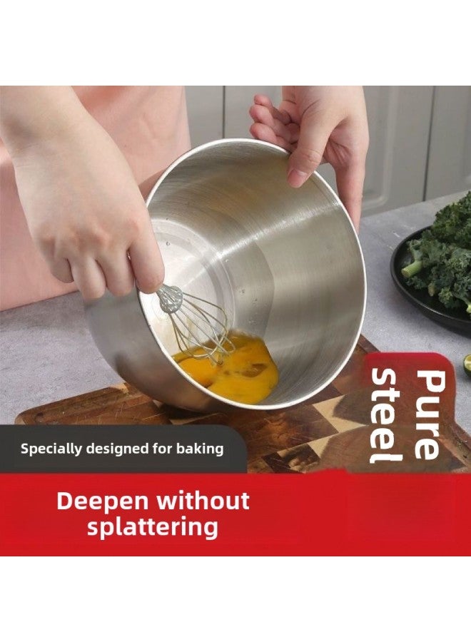 Household Stainless Steel Egg Basin Deepening Splash-proof Baking Cream Salad Mixing Bowl Special Dish Kneading Basin-Specifications:Professional Egg Beating Pot [extra Large Size]-Color:Default  - Image 2