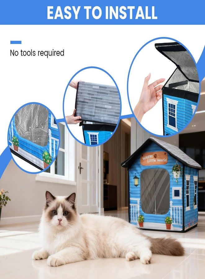 SmartTail Heated Cat House for Outside,Elevated Waterrproof Insulated Heated Outdoor Cat House with Heater for Winter,Soft Cat Bed Escape Door,Safety Outdoor Feral, Stray, and Barn Cats Cat Shelter - Image 3