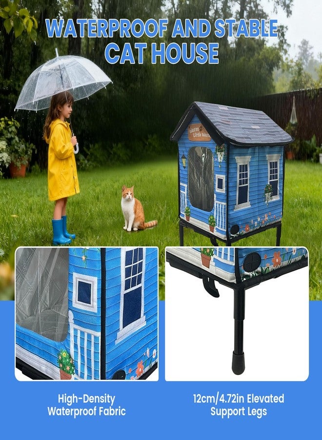 SmartTail Heated Cat House for Outside,Elevated Waterrproof Insulated Heated Outdoor Cat House with Heater for Winter,Soft Cat Bed Escape Door,Safety Outdoor Feral, Stray, and Barn Cats Cat Shelter - Image 4