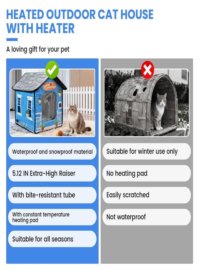 SmartTail Heated Cat House for Outside,Elevated Waterrproof Insulated Heated Outdoor Cat House with Heater for Winter,Soft Cat Bed Escape Door,Safety Outdoor Feral, Stray, and Barn Cats Cat Shelter - Image 5