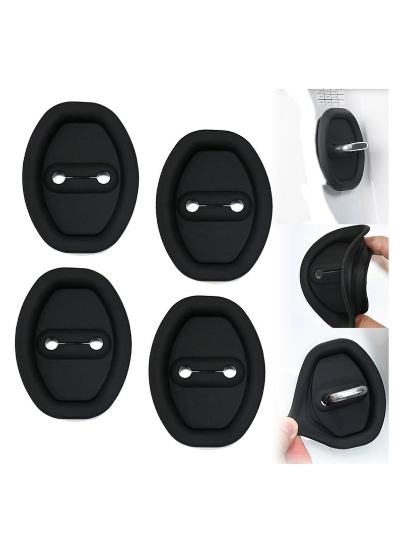 Oasisgalore 4pcs Car Door Latch Silicone Protective Covers - Silent Shock Pads for Vehicle Locks (Black)  - Image 1