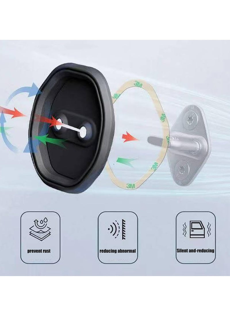 Oasisgalore 4pcs Car Door Latch Silicone Protective Covers - Silent Shock Pads for Vehicle Locks (Black)  - Image 4