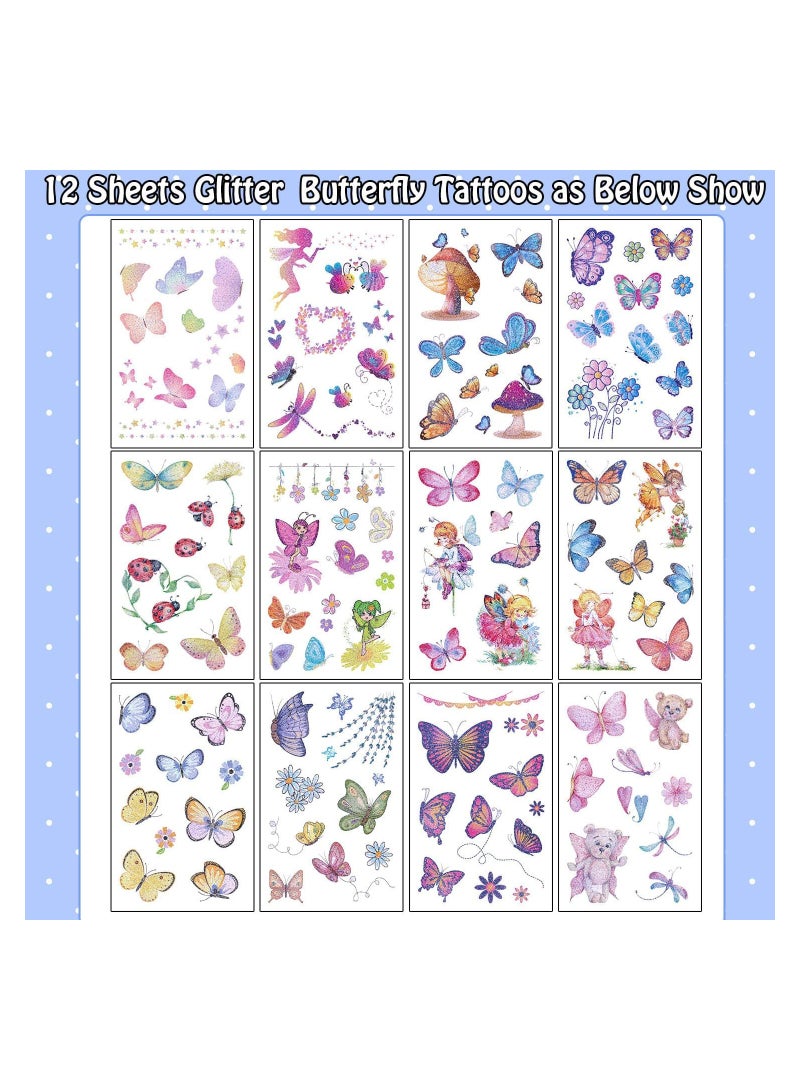 SYOSI 130 Styles Butterfly Glitter Tattoos for Kids Butterfly Stickers Temporary Tattoos for Girls Party Bag Fillers Birthday Decorations Butterfly Gifts Ornaments for Party Supplies Favours - Image 3