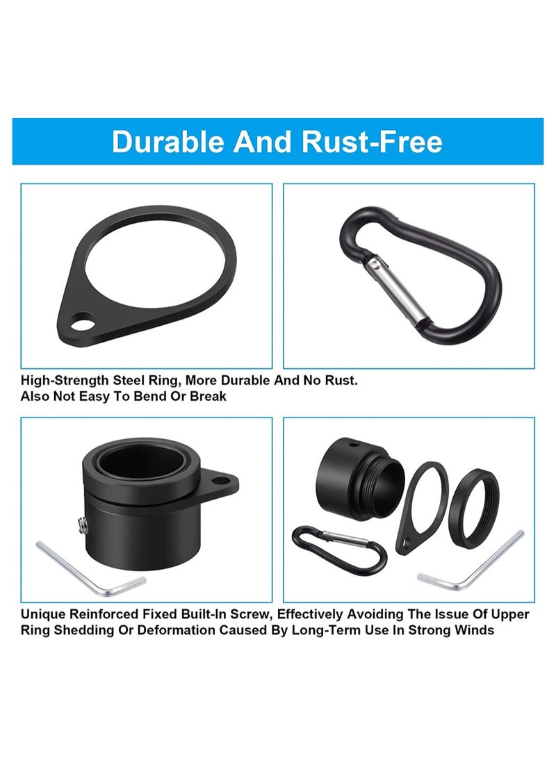 Generic مجموعة حلقات علم الألمنيوم 4 Anti Wrap Clip Hooks قابلة للدوران 360 درجة لعيدان الأعلام 1 بوصة اللون الأسود  - Image 1