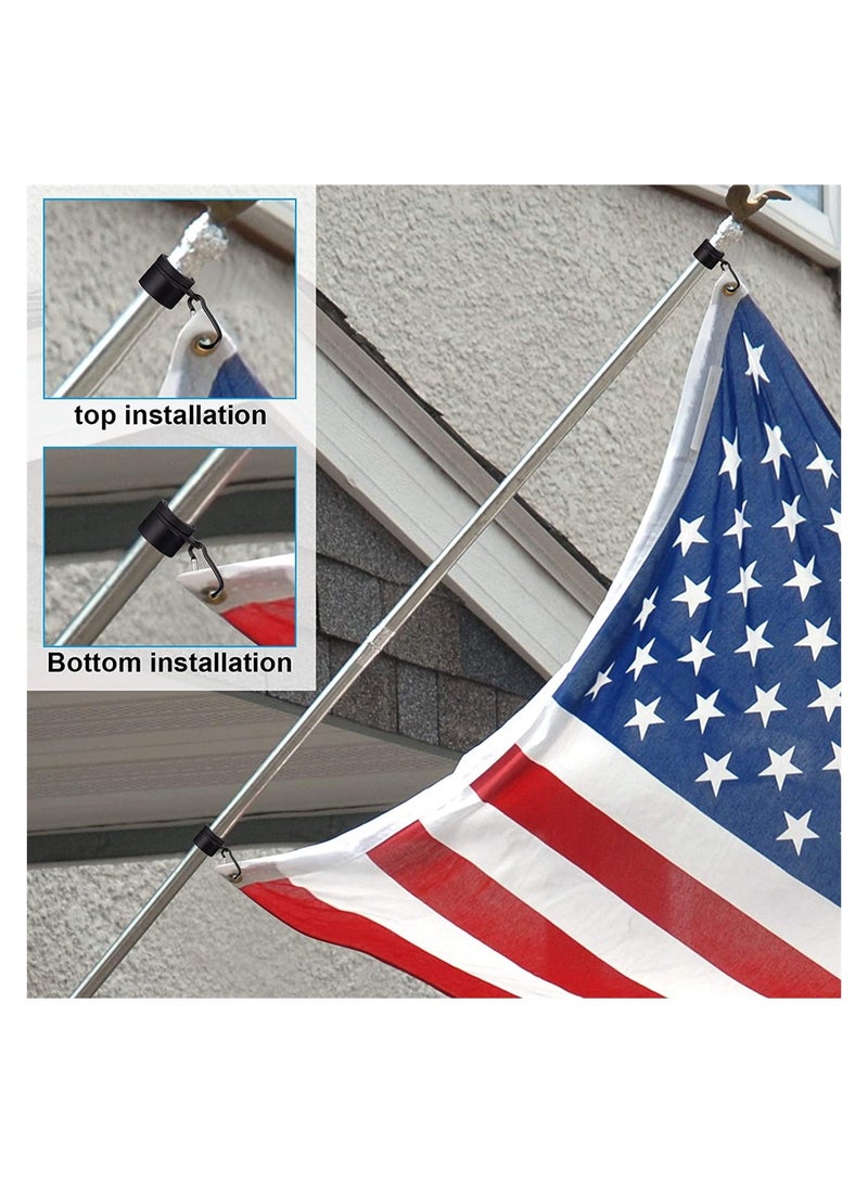 Generic مجموعة حلقات علم الألمنيوم 4 Anti Wrap Clip Hooks قابلة للدوران 360 درجة لعيدان الأعلام 1 بوصة اللون الأسود  - Image 3