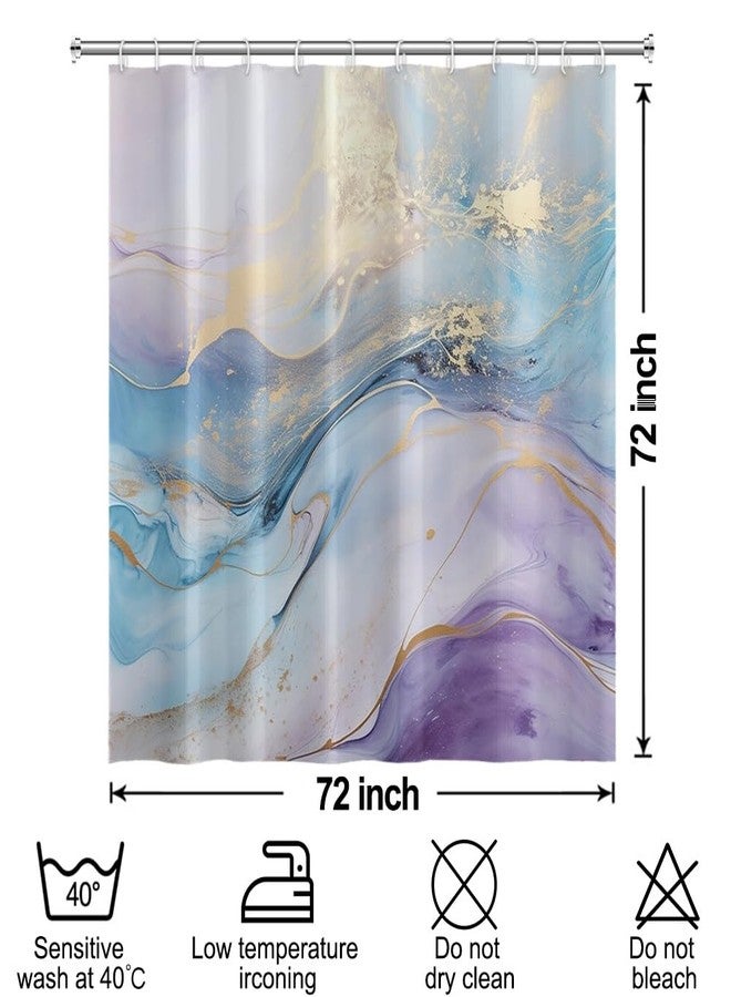 Uiiooazy Marble Shower Curtain 72x72 inches for Bathroom Abstract Ink Watercolor Bathtub Room Partition Hotel Decoration Modern Purple Blue Waterproof Fabric Shower Curtains Set with Hooks - Image 2