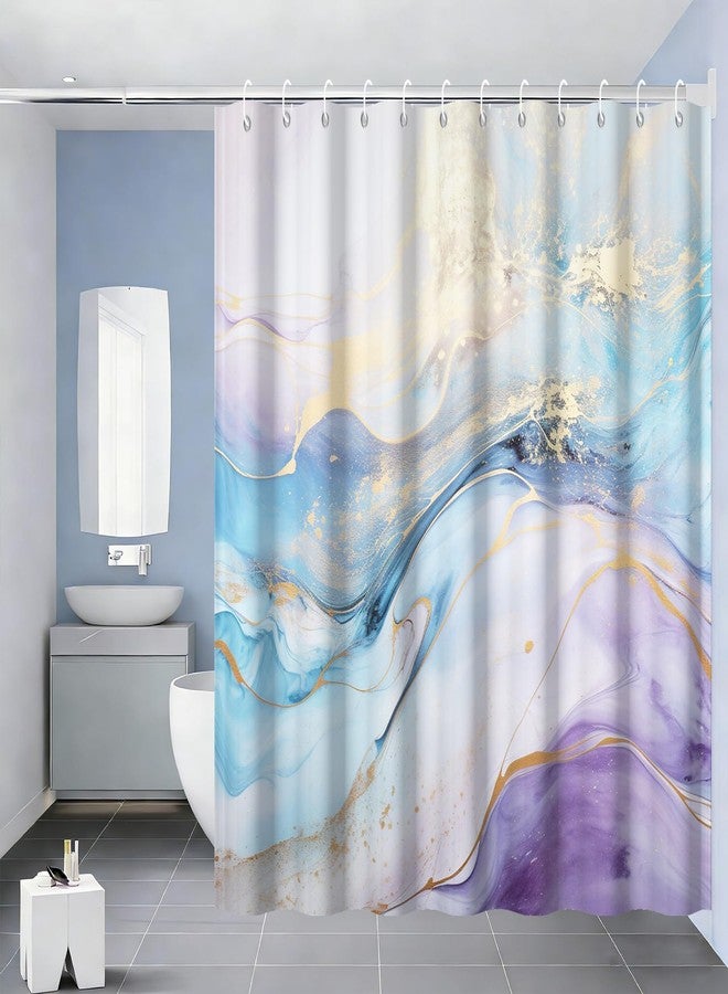 Uiiooazy Marble Shower Curtain 72x72 inches for Bathroom Abstract Ink Watercolor Bathtub Room Partition Hotel Decoration Modern Purple Blue Waterproof Fabric Shower Curtains Set with Hooks - Image 1