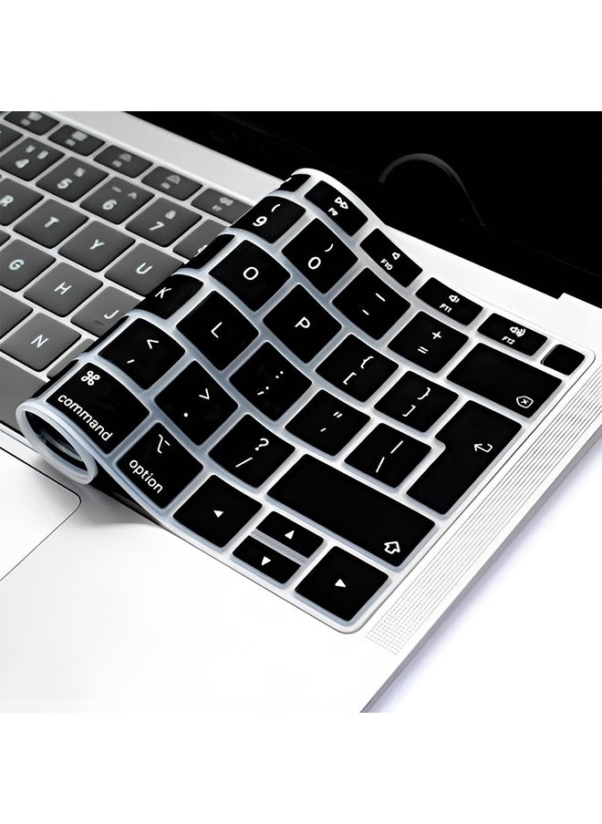 O Ozone Premium Ultra Thin Keyboard Cover For MacBook Air 13 inch with Touch ID Retina Display, A1932,2018 Release, Soft Skin Cover [UK Layout] -Black  - Image 2