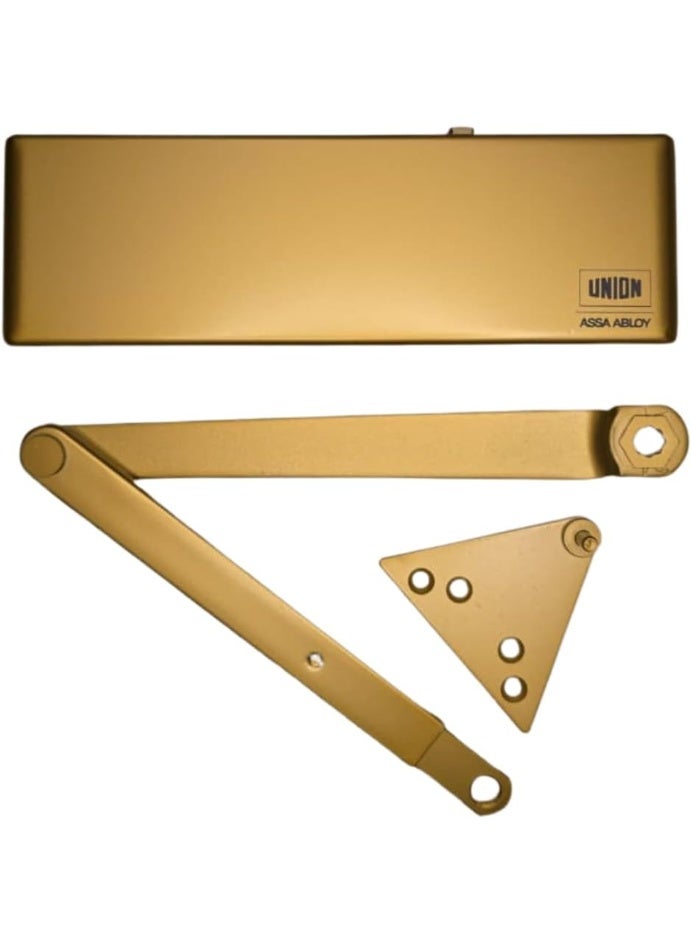 Union J-N8824 Door Closer Overhead Surface Mounted EN 1154 Certified Fire Rated Self Closing Mechanism for Timber Doors up to 950mm Width and 60kg Weight Adjustable Latching Speed Gold Finish - Image 5