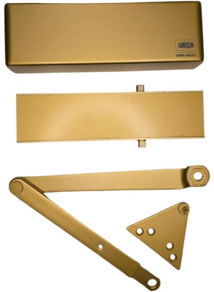 Union J-N8824 Door Closer Overhead Surface Mounted EN 1154 Certified Fire Rated Self Closing Mechanism for Timber Doors up to 950mm Width and 60kg Weight Adjustable Latching Speed Gold Finish - Image 3