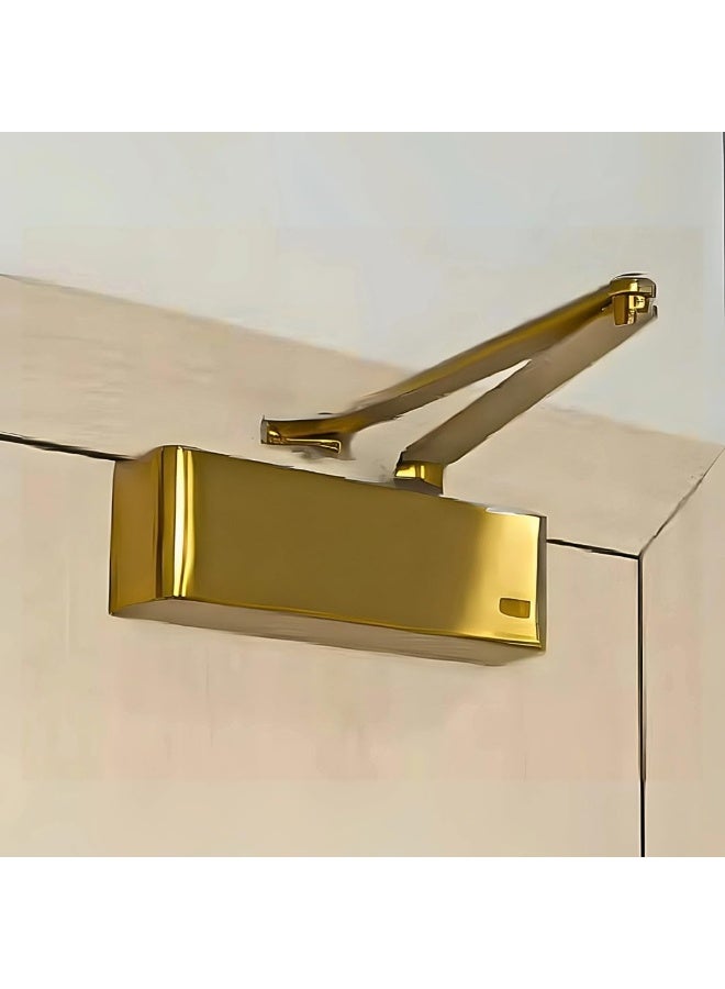 Union J-N8824 Door Closer Overhead Surface Mounted EN 1154 Certified Fire Rated Self Closing Mechanism for Timber Doors up to 950mm Width and 60kg Weight Adjustable Latching Speed Gold Finish - Image 1