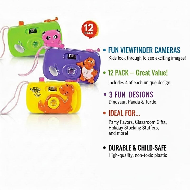 ArtCreativity Kids Camera Toy Set with Images in Viewfinder (12PCs) Pretend Play for Toddlers, Great for Birthday Party Favors for Kids 3-5, Goody Bags Birthday Gifts, Goody Bag Stuffers - Image 2