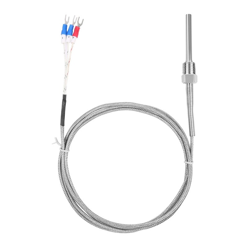Jaybva Waterproof RTD PT100 Temperature Sensor - Stainless Steel 3 Wire Thermistor Probe for PID Temperature Controller NPT 1/4" Inch Pipe Thread with Insulation Lead Shield Wire -50~500℃ with 2m Wire - Image 1