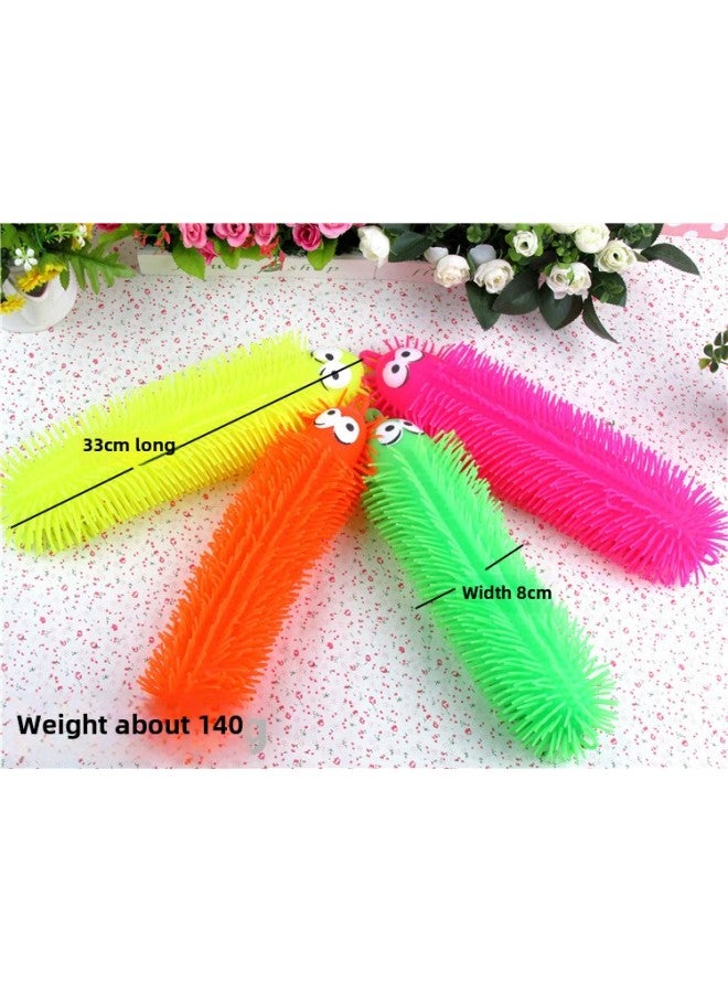 Direct Cartoon Trumpet Rhubarb Luminous Ball Hair Ball Children's Flash Toy Stall Night Market-Color:33cm Caterpillar - Image 1